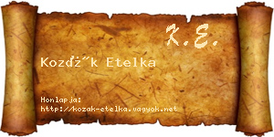 Kozák Etelka névjegykártya